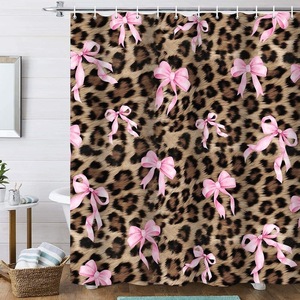 Cortina de Ducha de Poliéster con Estampado de Leopardo Marrón, Cortina de Baño con Estampado Digital, Impermeable, Personalizada, Moderna, al por Mayor - Product Image 3