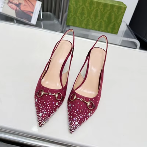 Sandalias de tacón alto de lujo para mujer 2026 con diseño de diseñador, punta abierta, talón descubierto y hebilla de caballo con diamantes de imitación - Product Image 5