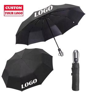 2026 Manual 3 <b>Folding</b> Pongee Rain Umbrella with UV Pattern Custom Logo Design Promotional Business Advertising Gift - Product Image 1