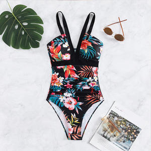 Ensemble de plage 2 pièces pour femmes imprimé floral personnalisé grande taille nouveau maillot de bain une pièce grande taille avec logo sur le devant - Product Image 2