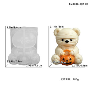 Moule en silicone DIY pour bougies, motif citrouille et ours, pour la fabrication de bougies d'aromathérapie, moule décoratif d'Halloween - Product Image 2