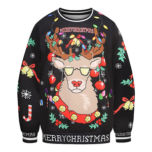 Pull de Noël tricoté pour homme avec motif de rennes, manches longues, pull d'hiver - Product Image 2