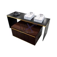 LUX Bois Classique Noir Vêtements Présentoir Rack Hommes Vêtement Costume Magasin Intérieur Free Design Meubles Or Gagnant POPAI