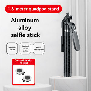 Aleación de aluminio 1,8 m de altura Transmisión en vivo Trípode de piso Soporte Selfie Stick Cuadripod Tetrapod Selfie Stick con anillo de luz - Product Image 2