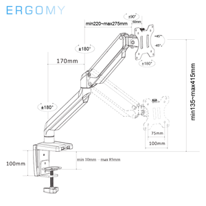 AG8-21 installazione rapida braccio di montaggio per monitor singolo in alluminio stabile e flessibile per pc altri accessori per <span class=keywords><strong>computer</strong></span> - Product Image 6