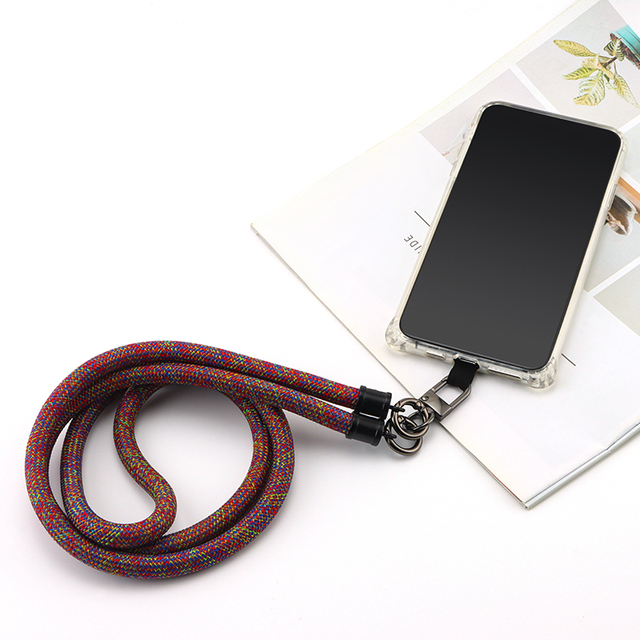 Custom High Quality Durable Polyester Crossbody Mobile Phone Lanyard Metal Hooks Tether Tab Model D99 54cm Length Made China GUA