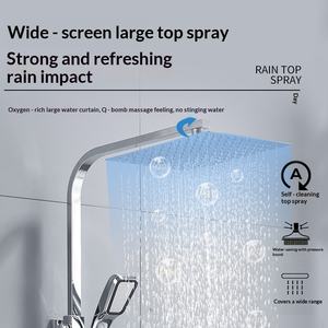 Ensemble de douche de salle de bain en cuivre chromé <span class=keywords><strong>Xinchao</strong></span> avec barre coulissante, montage mural, pomme de douche à haute pression, pomme de douche carrée - Product Image 3
