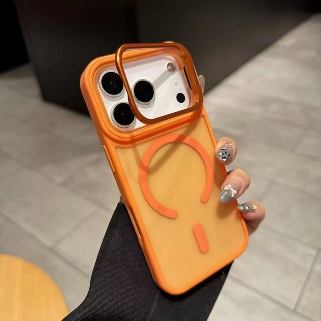 For iPhone 17 Pro Max New Camera Frame Holder Phone case Wireless Charge Matte Phone Cover for iPhone 17 16 15 14 13 12