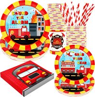 Assiette à papier ronde 9 pouces CMYK camion de pompiers 350gsm blanc BoardFDA fournitures de fête approuvées