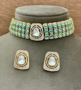Boda India mujeres Kundan gargantilla collar joyería nupcial tradicional Polki Kundan collar moissanita collar - Product Image 1