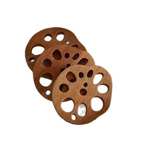 Lotus Root Slice Coaster Natural Solid Wood Anti Heat Round Table Mat For Cafe <b>Teacup</b> Protection - Product Image 5