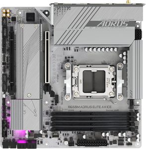 Carte mère GIGABYTE B650M AORUS Elite <span class=keywords><strong>AX</strong></span> ICE AMD AM5 MATX, nouvelle série 9000/8000/7000, DDR5, 12+<span class=keywords><strong>2</strong></span>+<span class=keywords><strong>2</strong></span> Power <span class=keywords><strong>Phase</strong></span>, ports PCIe M.<span class=keywords><strong>2</strong></span> - Product Image 5