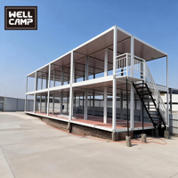 WELLCAMP Bâtiment Modulaire Préfabriqué Personnalisable en Conteneur, Structure en Acier, Portable, pour Hôtel, Centre Commercial, Atelier, Luxe Moderne, Emballage Plat