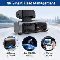 Oikay Cámara de Coche Inteligente 4G de Doble Canal 2K Delantera 1080P Trasera con GPS, Monitor de Estacionamiento, Visión Nocturna y Gestión de Flotas con Detección de Colisión