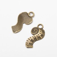 Pendentif en forme de mètre ruban enroulé en alliage de zinc, finition argent antique et bronze, pour la création de colliers, bracelets, porte-clés et bijoux DIY