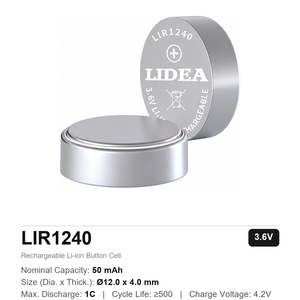 3,6V Wiederaufladbare Lithium-Ionen-Knopfzellenbatterie Zertifiziert LIR1240 für Smart Wearable Marke <span class=keywords><strong>LIDEA</strong></span> - Product Image 3