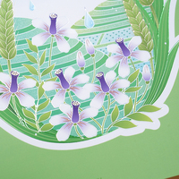 Fleurs UV 3D et accents de feuille d'or Flyers d'invitation de mariage