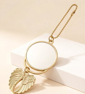 Ornement de voiture à suspendre en forme d'aile d'ange vierge pour sublimation, double cadre photo rond, pendentif porte-clés en alliage de zinc pour cadeau personnalisé en gros - Product Image 1