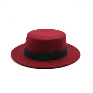 Spring New Creative Decorative Flat Top <b>Hat</b> Trend Casual Fedora <b>Hat</b> with Ribbon Band - Product Image 5