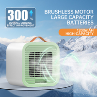 Ventilateur de bureau rafraîchissant à cristaux de glace, 1200 mAh, USB Type C, moteur sans balais rechargeable, portable pour le bureau et la maison, vert menthe, orange