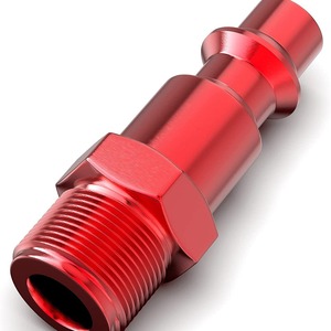 Aluminum Red Pneumatic Quick Connector 1/4 In Npt Male <b>Threaded</b> Plug For Air <b>Tools</b> Accessories - Product Image 3
