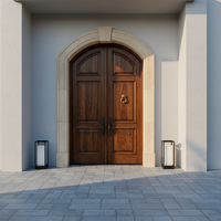 Porte de sécurité double hybride moderne en bois et métal BOCHARM avec serrure intelligente et vitre latérale pour villa