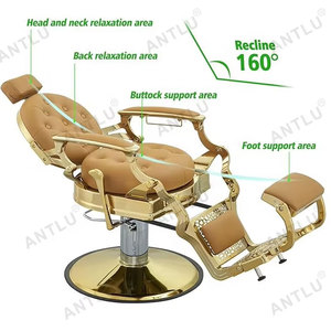 Silla de Barbero Profesional de Lujo, Estilo Vintage, Dorada, Resistente, para Salón de Belleza y Peluquería para Hombre - Product Image 4