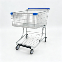 Chariot de magasin 190L en métal, chariot de courses robuste en acier pour supermarché, chariot de courses pour fruits et légumes