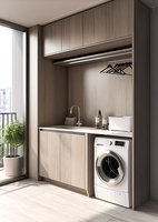 Meuble de rangement ultra-plat pour lave-linge intégré, idéal pour les petits appartements et les balcons