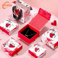 Boîte en carton magnétique personnalisée, structure rigide recyclable, ruban pour bague, boucles d'oreilles, collier, cadeau de la Saint-Valentin, cadeau de mariage