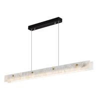 Lustre rectangulaire moderne en albâtre espagnol, suspension LED dimmable E12, blanc chaud, pour cuisine et salle à manger