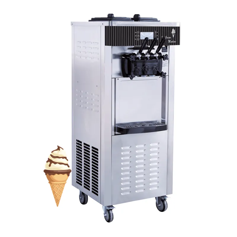 Máquina automática de 3 sabores para hacer helados, máquina comercial de helados de servicio suave para negocios, camión de comida rápida