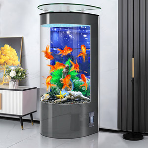 <span class=keywords><strong>Acquario</strong></span> semicircolare per pesci rossi 2026: Nuovo modello con filtro automatico e decorazione acquatica per soggiorno - Product Image 4