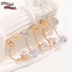 Pendientes de Estrella con Circonita de Nantong, Tono Dorado y Plateado, para Uso Diario, Accesorios de Joyería Unisex - Product Image 2