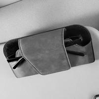 Étui à lunettes pour pare-soleil de voiture, fixation côté conducteur, organisateur de pare-soleil automobile, porte-lunettes en cuir véritable et résine synthétique
