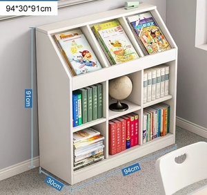 Étagère de rangement pour enfants, étagère pour livre d'atterrissage, étagère d'école, Design en bois, bibliothèque Nature, style Offres Spéciales - Product Image 4