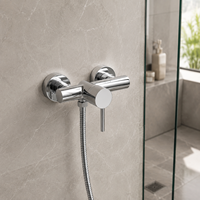 Mitigeur de douche mural en laiton massif chromé poli, levier unique, design cylindrique moderne pour salle de bain