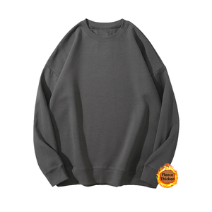 Sudadera con capucha de cuello de alta calidad para hombre, talla grande, informal, versátil, más felpa gruesa para invierno, punto de Color sólido al por mayor - Product Image 1
