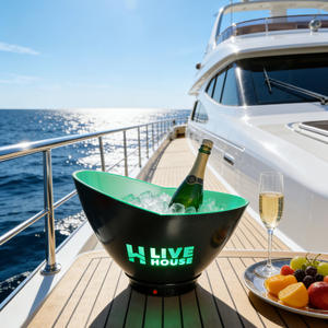 Seau à glace en acrylique lumineux à LED pour bar/KTV - 8L, résistant à l'eau, seau à champagne lumineux avec logo personnalisé et commande par bouton - Product Image 3