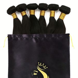 Sacs à perruques en satin de soie nude 18*30cm avec logo personnalisé, grands sacs d'emballage en satin, sacs à cordon en satin pour perruques - Product Image 1