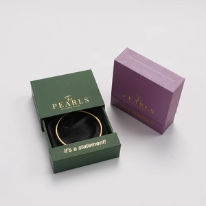 Caja de almacenamiento de joyas extraíble deslizante, embalaje de papel con logotipo personalizado con satén para anillo de collar hecho a mano - Product Image 1