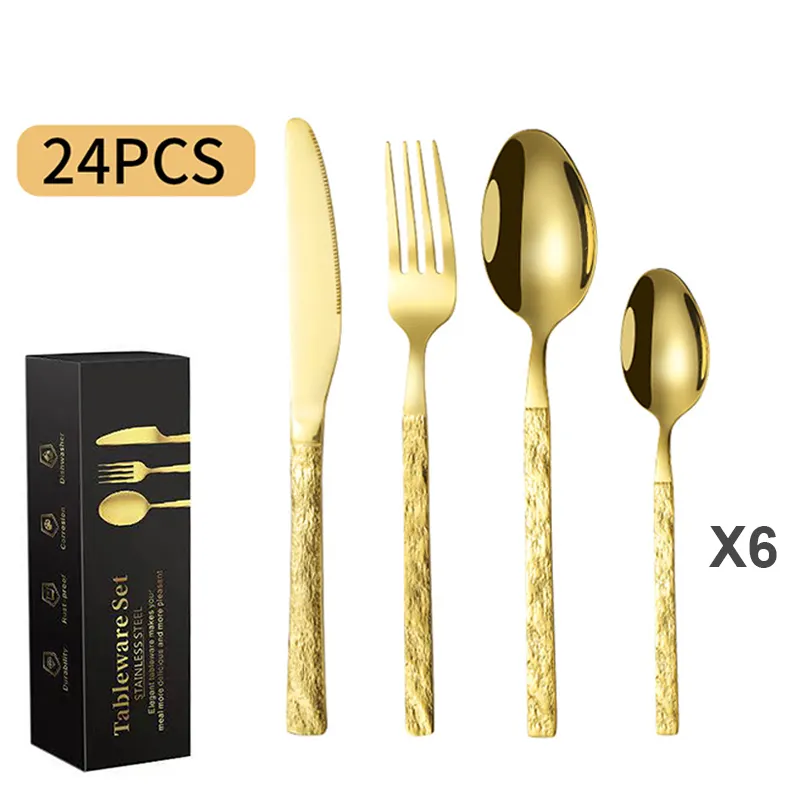 24pcs High quality Restaurant Hotel Wedding Flatware Silver spoons forks knives stainless steel cutlery set