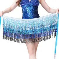 Falda de cinturón de cadera con borla de lentejuelas brillantes con degradado de Color de 4 capas para bailarina, accesorio de uso diario
