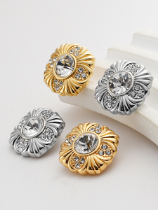 Nút chân hợp kim kẽm cao cấp sang trọng với kim cương lấp lánh và thiết kế hoa tinh tế cho quần áo - Product Image 5