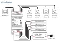 Skydance L4-D 4 Canal 0-10V gradateur PWM dimmable Pilote tension Constante 0 ~ 100% gradation 1-10v gradateur Rail Din
