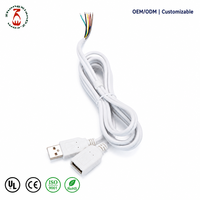Kabel USB 2.0 Kustom Tipe-A Male Female Dual Head 8-Core Berkode Warna PVC Konduktor Tembaga Berlapis Timah Kabel Kawat Telanjang Industri DIY Panjang Sesuai Kebutuhan