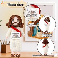 Poupée Jésus tricotée à la main avec carte cadeau au Crochet chrétien pour la foi Noël Pâques célébrations religieuses décor de vacances