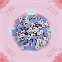 1-7_16_ Ensemble de Mahjong américain gravé à 4 couches, 160 tuiles bleu bleuet avec tapis rose blush