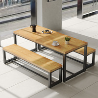 Cadre de table personnalisé, table de restaurant européenne, table vintage en acier et bois combinés, table à manger, table empilable pour hôtel