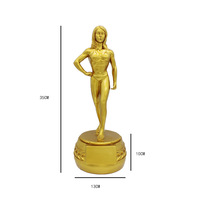 Sculpture de championne de fitness en résine, figurine de bodybuilder féminine, sculptée et peinte à la main, finition or antique, vente en gros